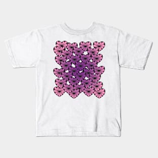 Flowers in hearts purple to pink - pleasing floral pattern Kids T-Shirt